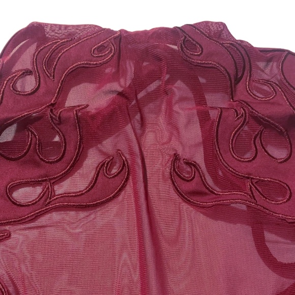 Flame Licked Deep Wine Bodysuit Leotard X Back XXL - Picture 3 of 3